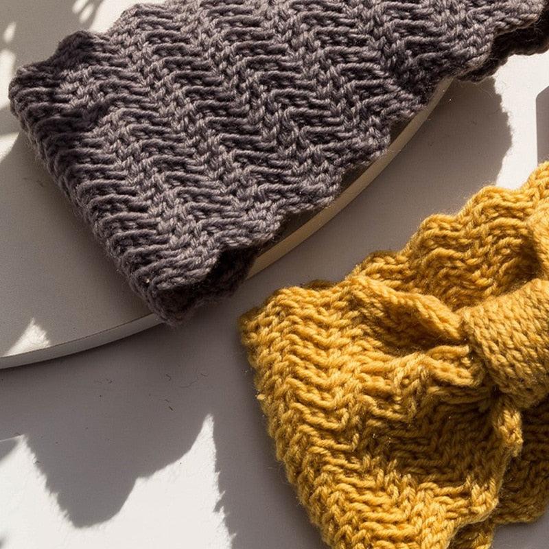 Wide Knitted Headband Bows Knotted Winter Women Turban Hair Accessories For Girls Lady Soft Knitting Winter Headbands Gorgeous Hair Accessories For Women