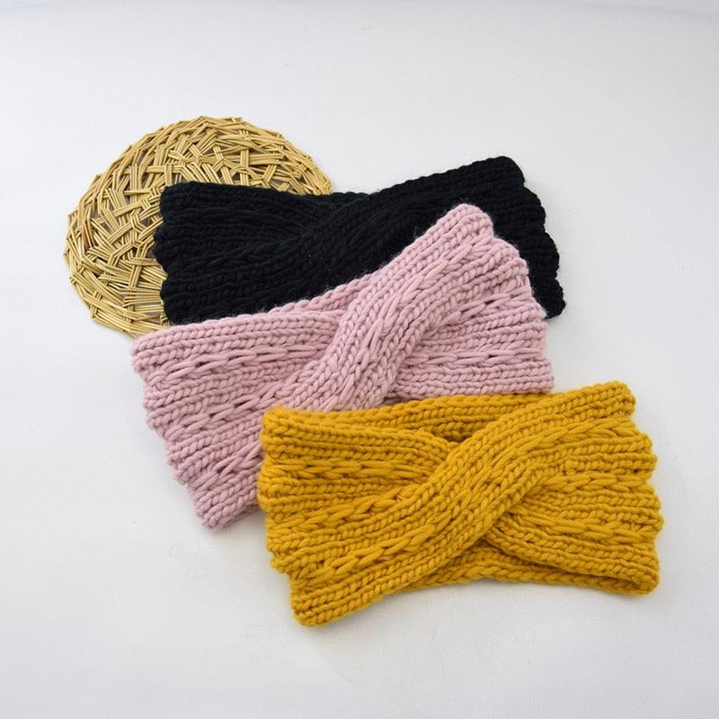 Wide Knitted Headband Bows Knotted Winter Women Turban Hair Accessories For Girls Lady Soft Knitting Winter Headbands Gorgeous Hair Accessories For Women