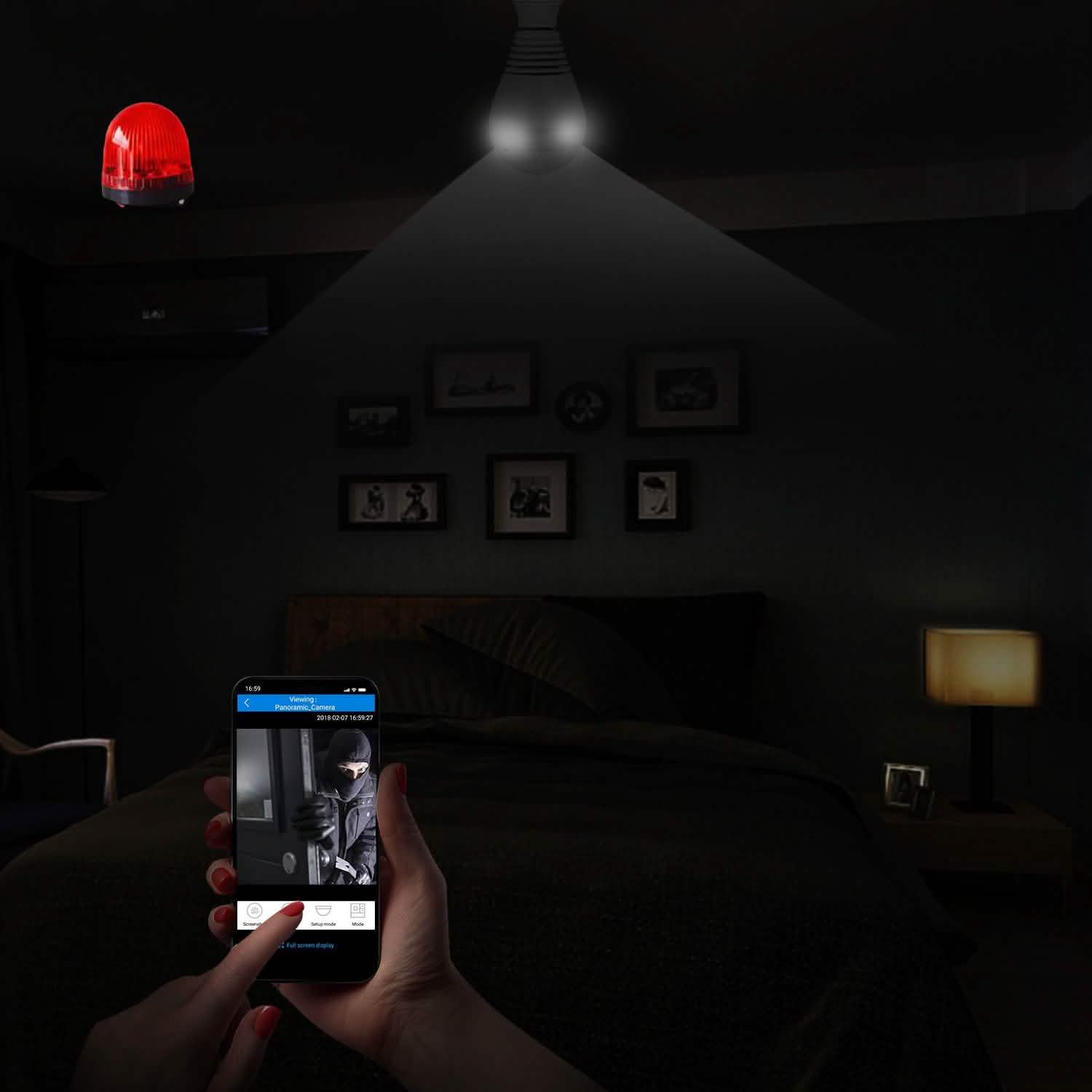 WiFi Light Bulb Camera 960P Security Camera 360°
