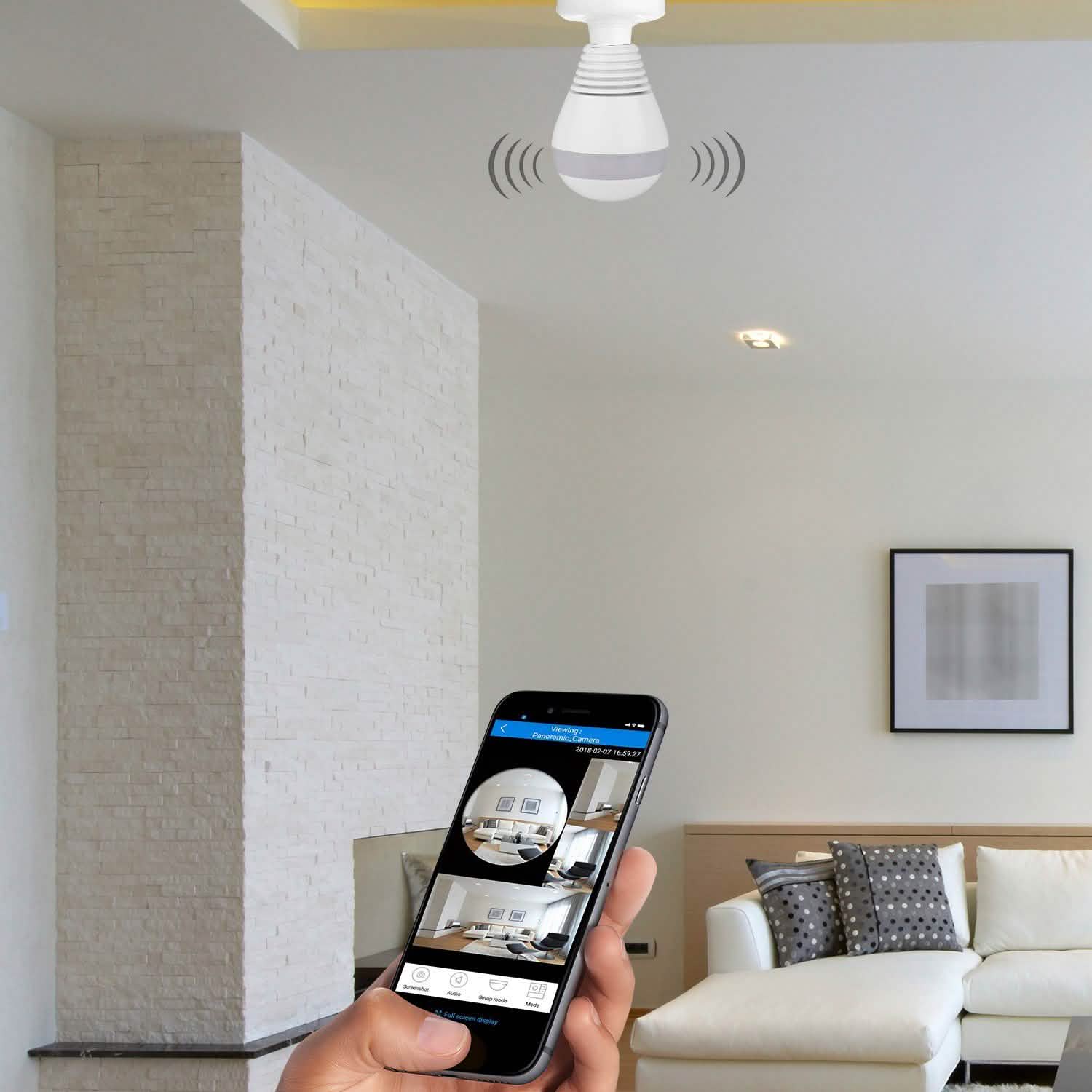 WiFi Light Bulb Camera 960P Security Camera 360°