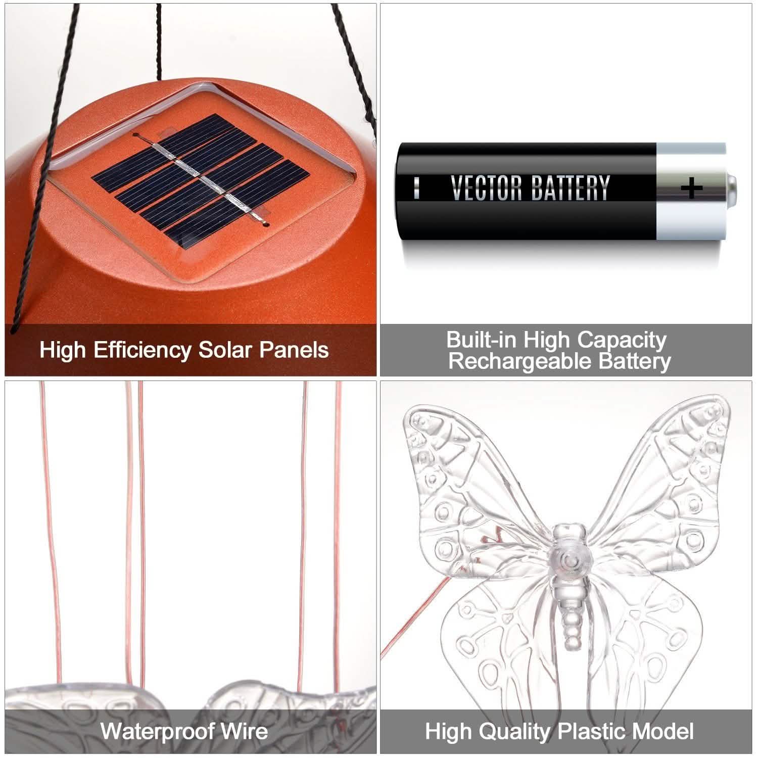Windlights Solar Powered LED Butterfly Wind Chimes