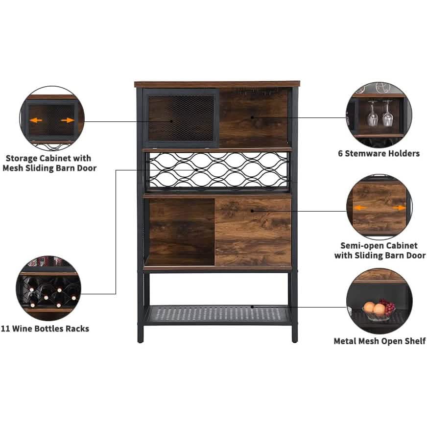 Wine Bar Cabinet for Liquor and Glasses