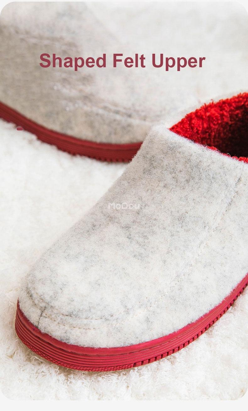 Winter Autumn New Stylish Home Mens Warm Shoes Thick Sole Bedroom Non Slip Wrapped Heel Slippers Women Felt Shoes Slip-On Knit Slippers Memory Foam Slippers