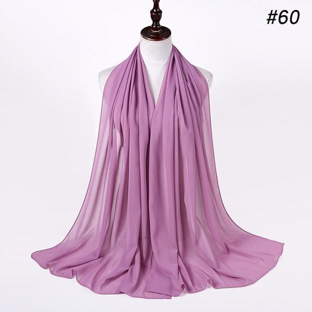 Winter Fashion Long Solid Color Soft Muslim Bubble Chiffon Hijab Scarf Shawls Hijab Elegant Scarf Wrap Lightweight Islamic Head Wear Escharpe Shawls Headband Wraps Lightweight Head Scarves Ladies Hijabs For  Women