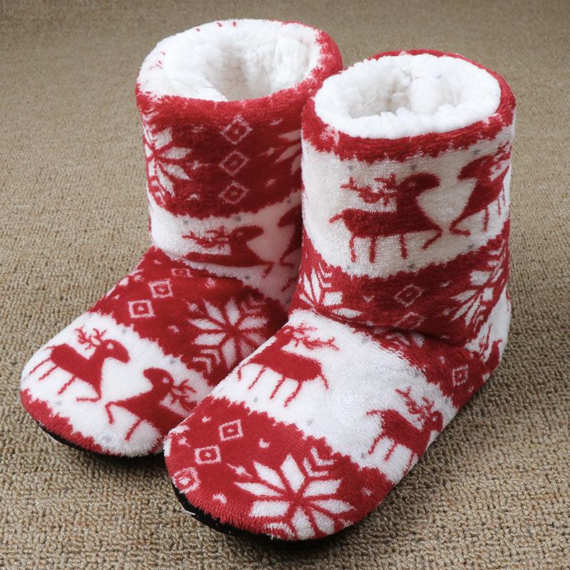 Winter Fur Slippers Women Warm House Slippers Plush Flip Flops Christmas Cotton Indoor Home Shoes Comfort Warm Fluffy Faux Fur Slipper Boots Soft Memory Foam Ankle Booties