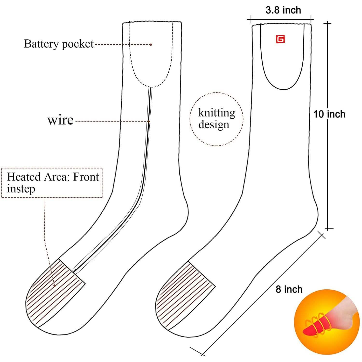 Winter Heating Socks Men and Women Electric Battery Heating Socks Set