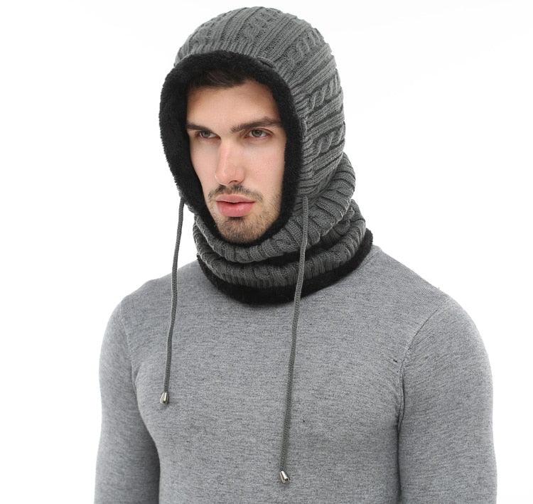 Winter Knitted Hat Beanie Men Beany Skellies Beanies Winter Hats For Women Men Caps Gorgas Bonnet Mask Brand Hats Hooded Cowl Neckerchief with Drawstring Soft Balaclava Pullover Knitted Beanie for Adults Men Women Ski Caps