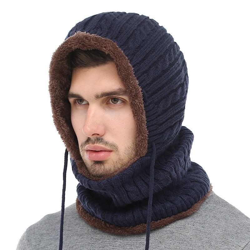 Winter Knitted Hat Beanie Men Beany Skellies Beanies Winter Hats For Women Men Caps Gorgas Bonnet Mask Brand Hats Hooded Cowl Neckerchief with Drawstring Soft Balaclava Pullover Knitted Beanie for Adults Men Women Ski Caps