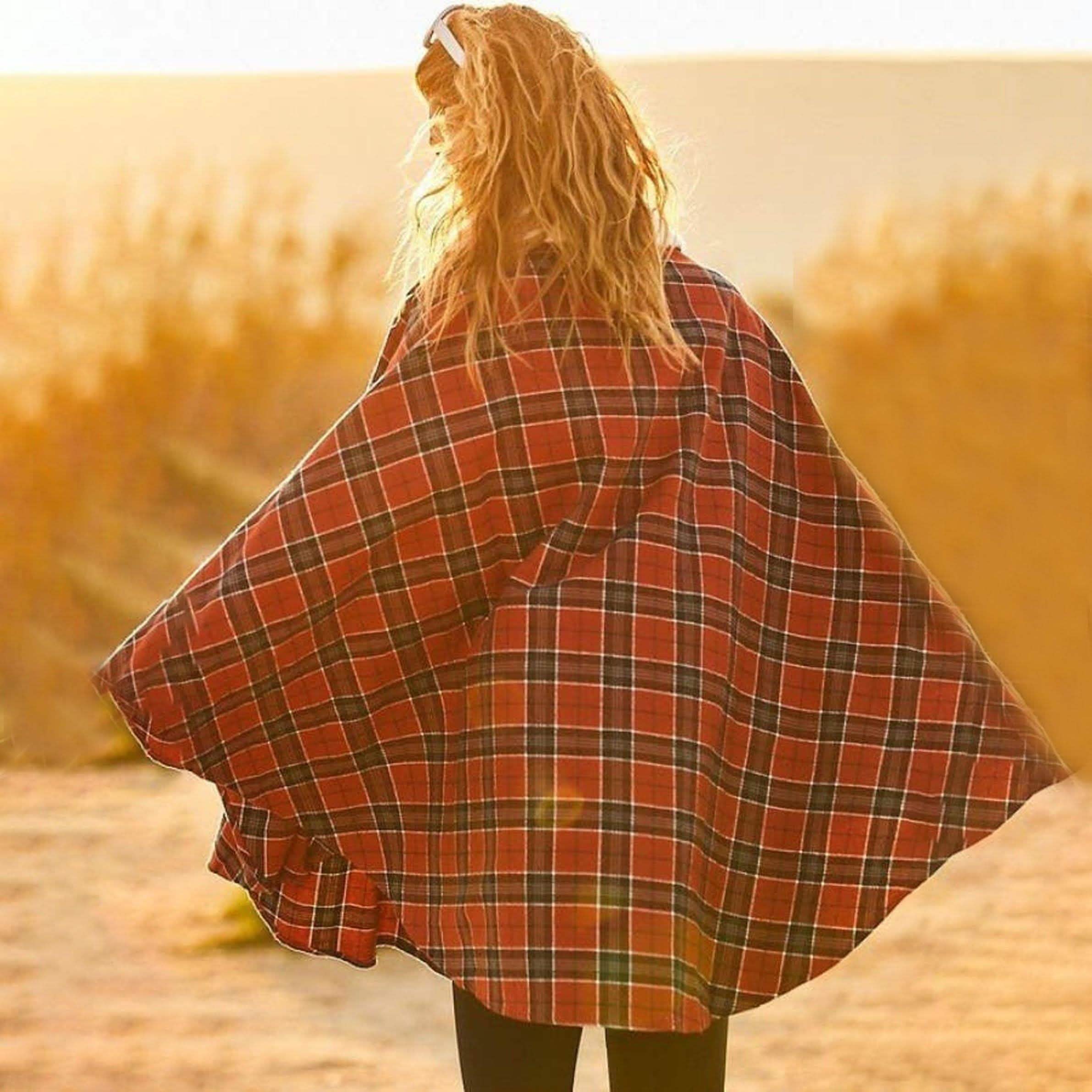 Winter Pocket Plaid Poncho