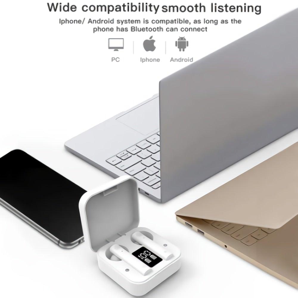Wireless Bluetooth Earphone Air Sports Running Headphone LED Display Earbuds Noise Reduction Updated Design with Industry Leading Sound & Improved Comfort, Long Wireless Range