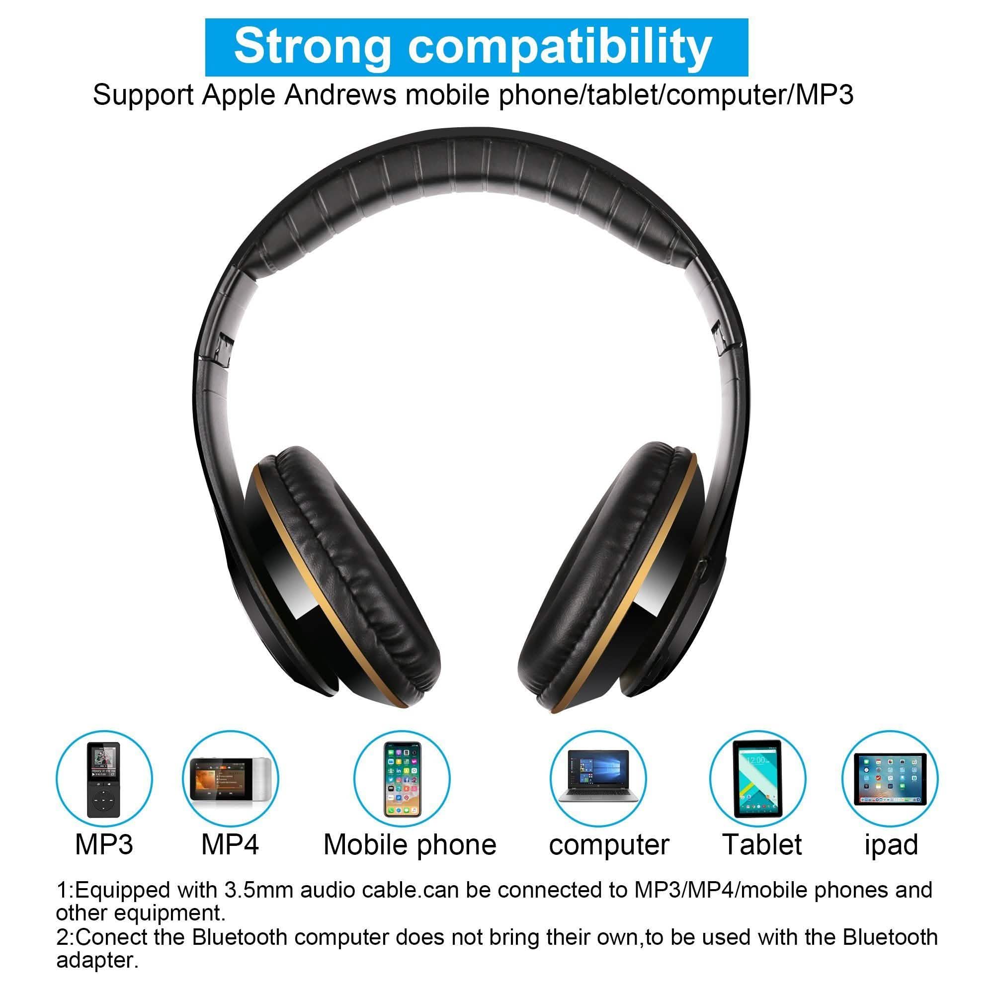 Wireless Bluetooth Headphones Stereo Heavy Bass Earphones Over the Ear Headset