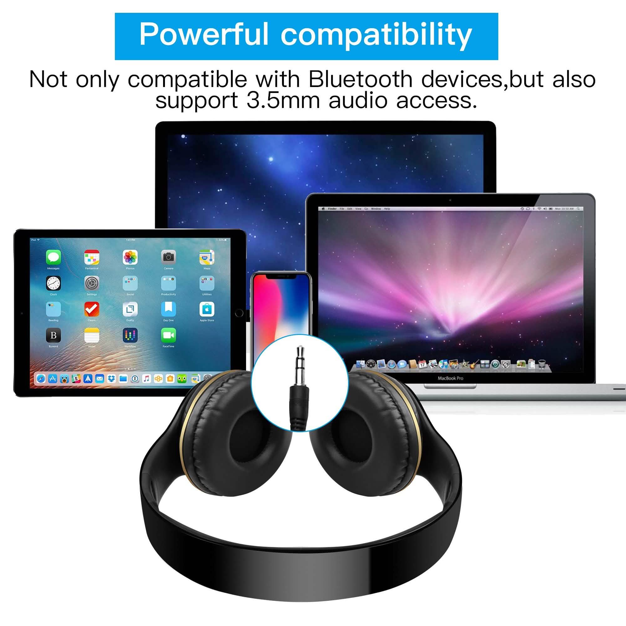 Wireless Bluetooth Headphones Stereo Heavy Bass Earphones Over the Ear Headset