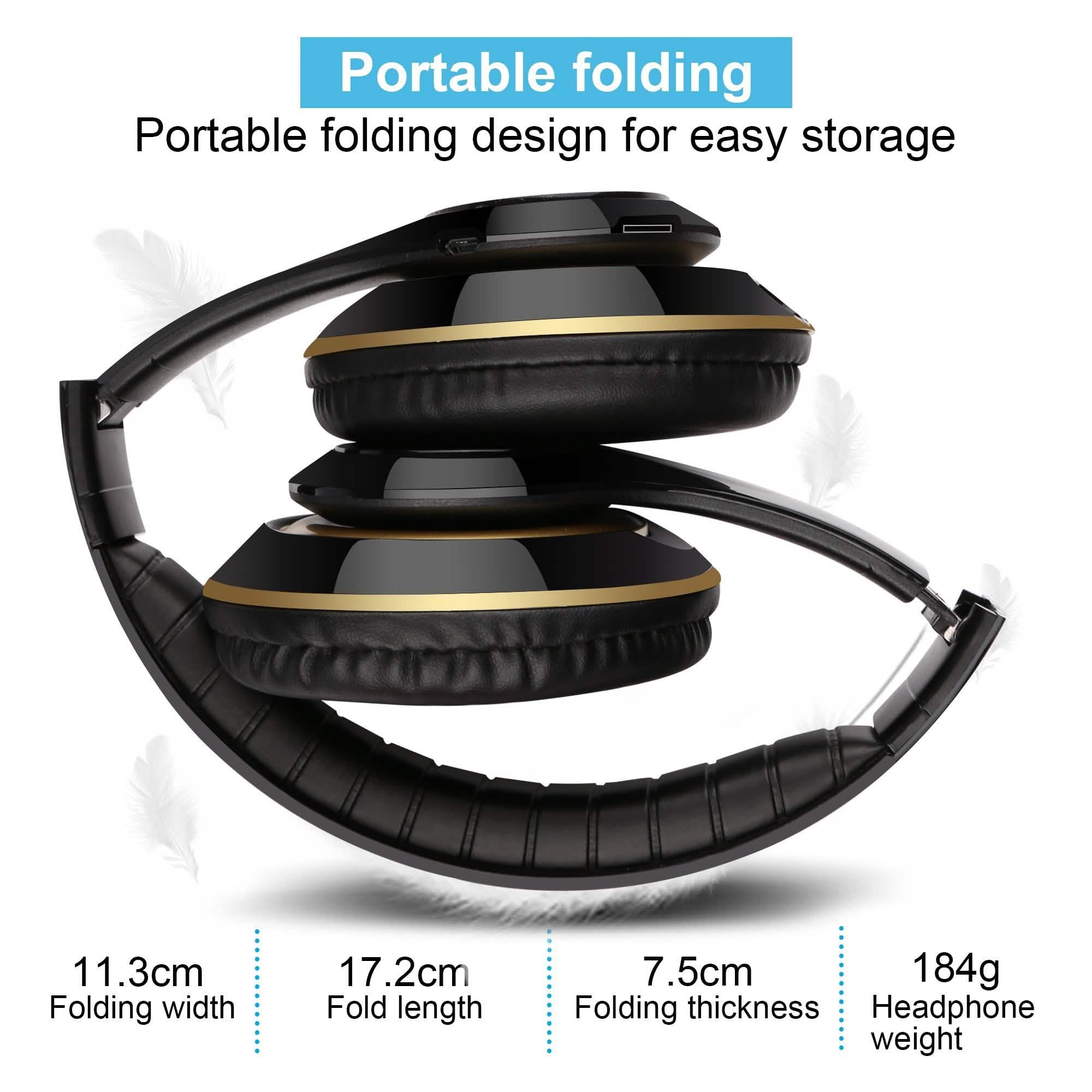 Wireless Bluetooth Headphones Stereo Heavy Bass Earphones Over the Ear Headset