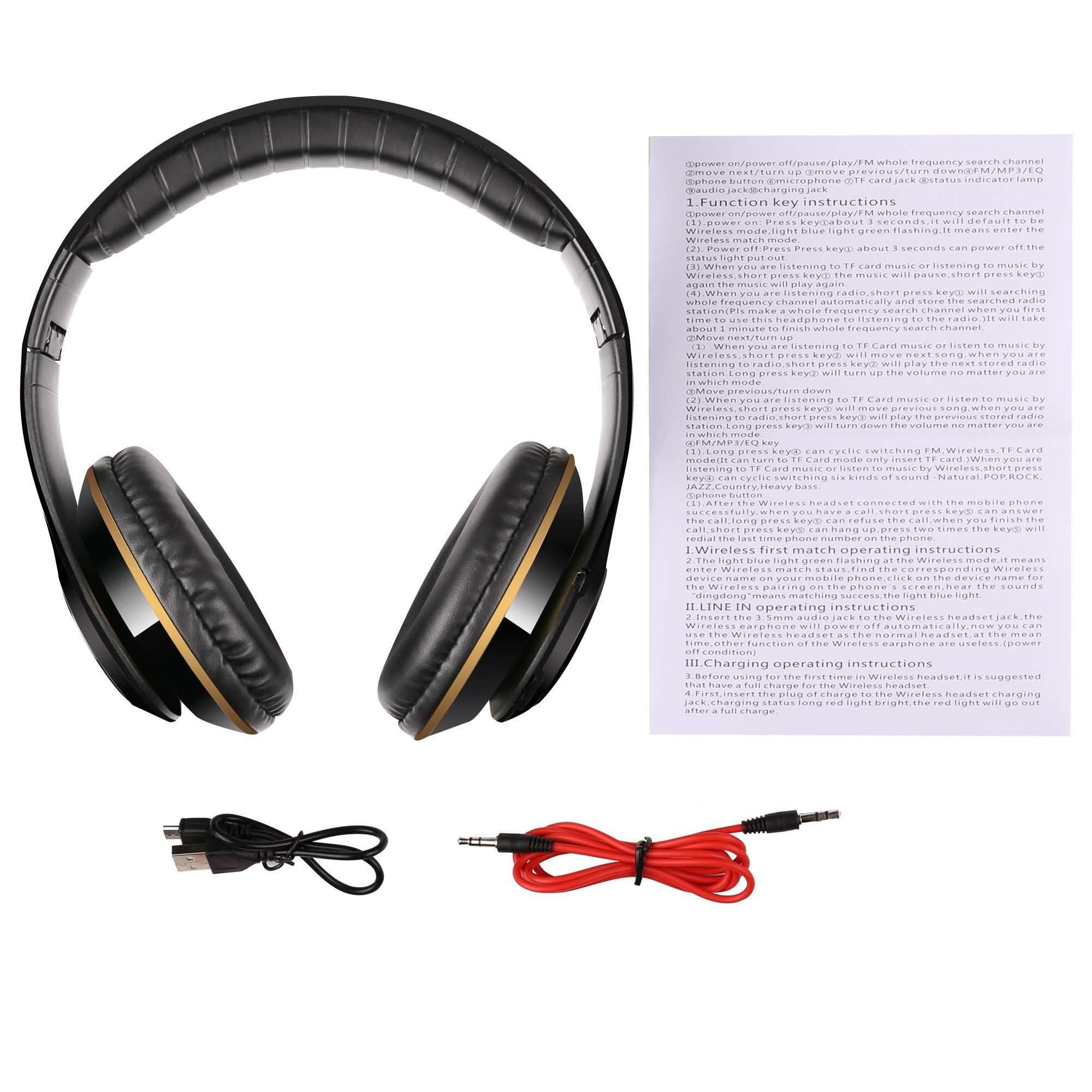 Wireless Bluetooth Headphones Stereo Heavy Bass Earphones Over the Ear Headset