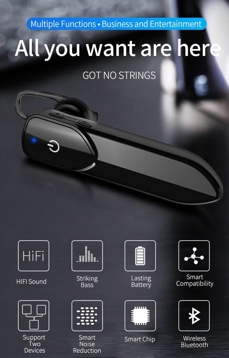 Wireless Bluetooth Headset Business Hands Free Long Standby V5.0 Earphones Waterproof Sport Earbuds With Microphone For Driving