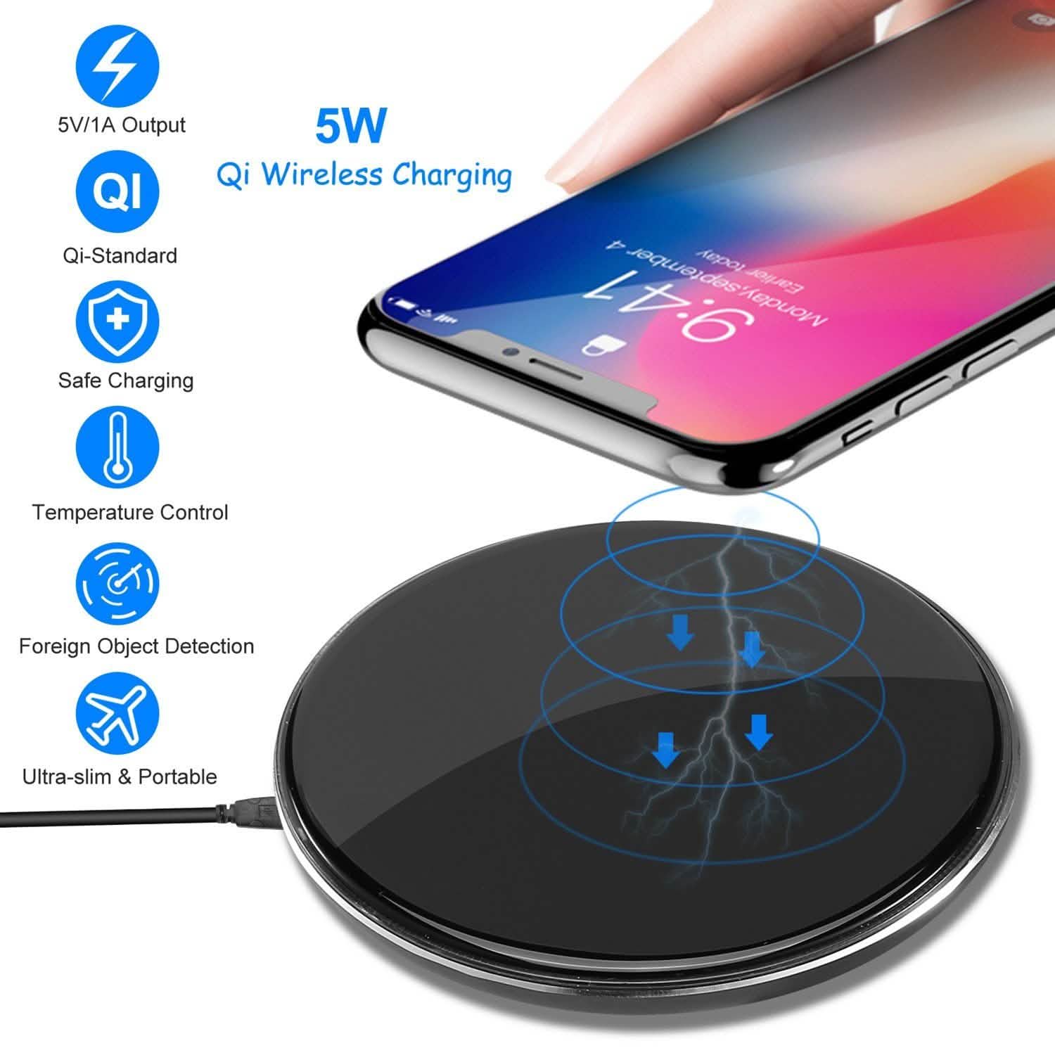 Wireless Charger Qi-Certified Ultra Slim 5W Charging Pad