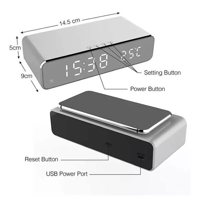Wireless Charging Digital Alarm Clock