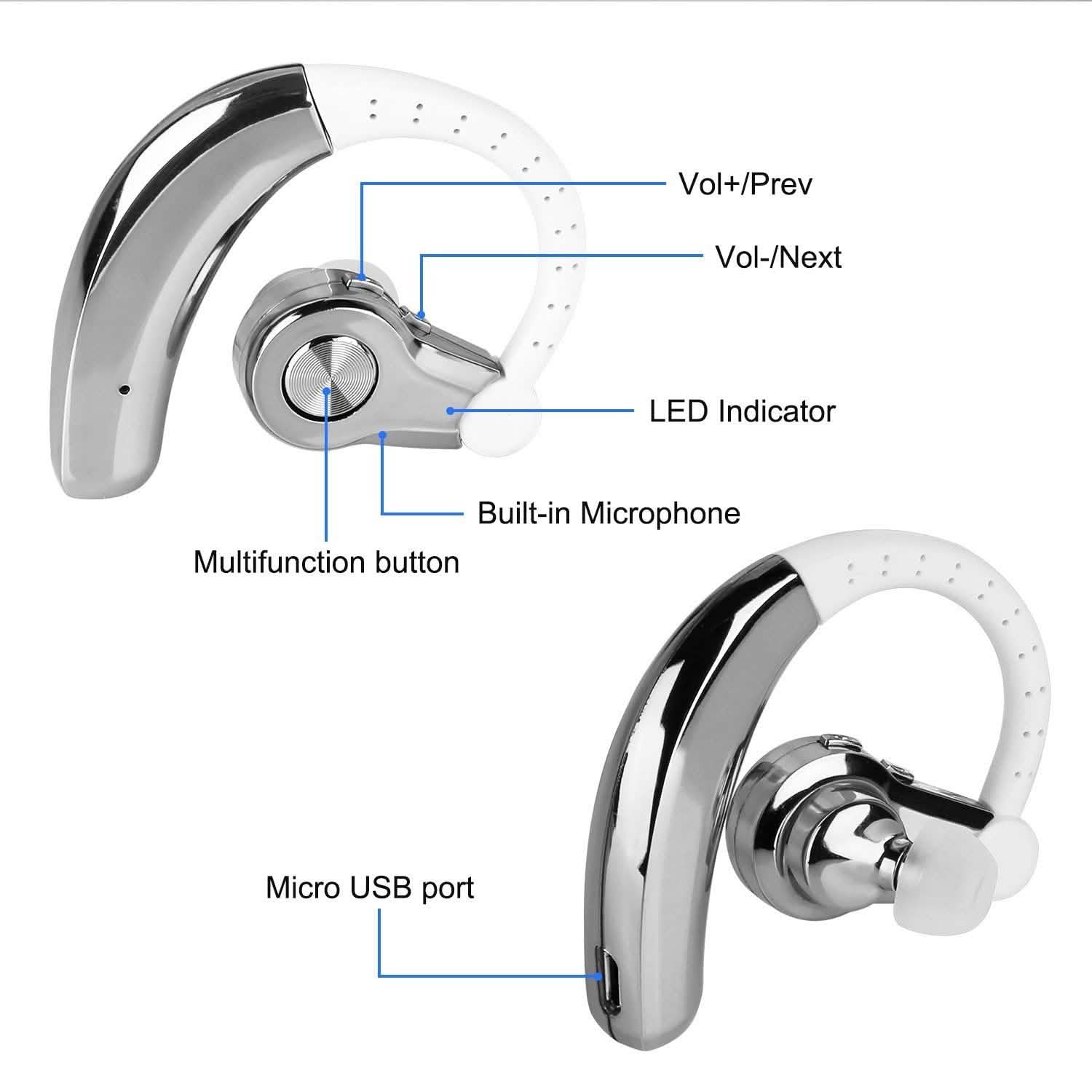 Wireless Earpiece Right with Mic Earhook