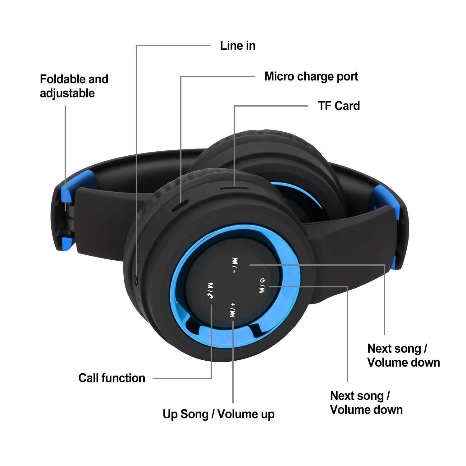 Wireless Headphones Bluetooth Headset Noise Cancelling Over Ear With Microphone