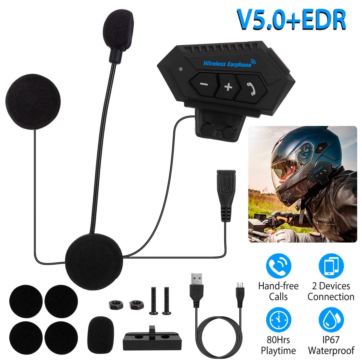 Wireless Headset Speaker Motorcycle Helmet Motorbike Headphone