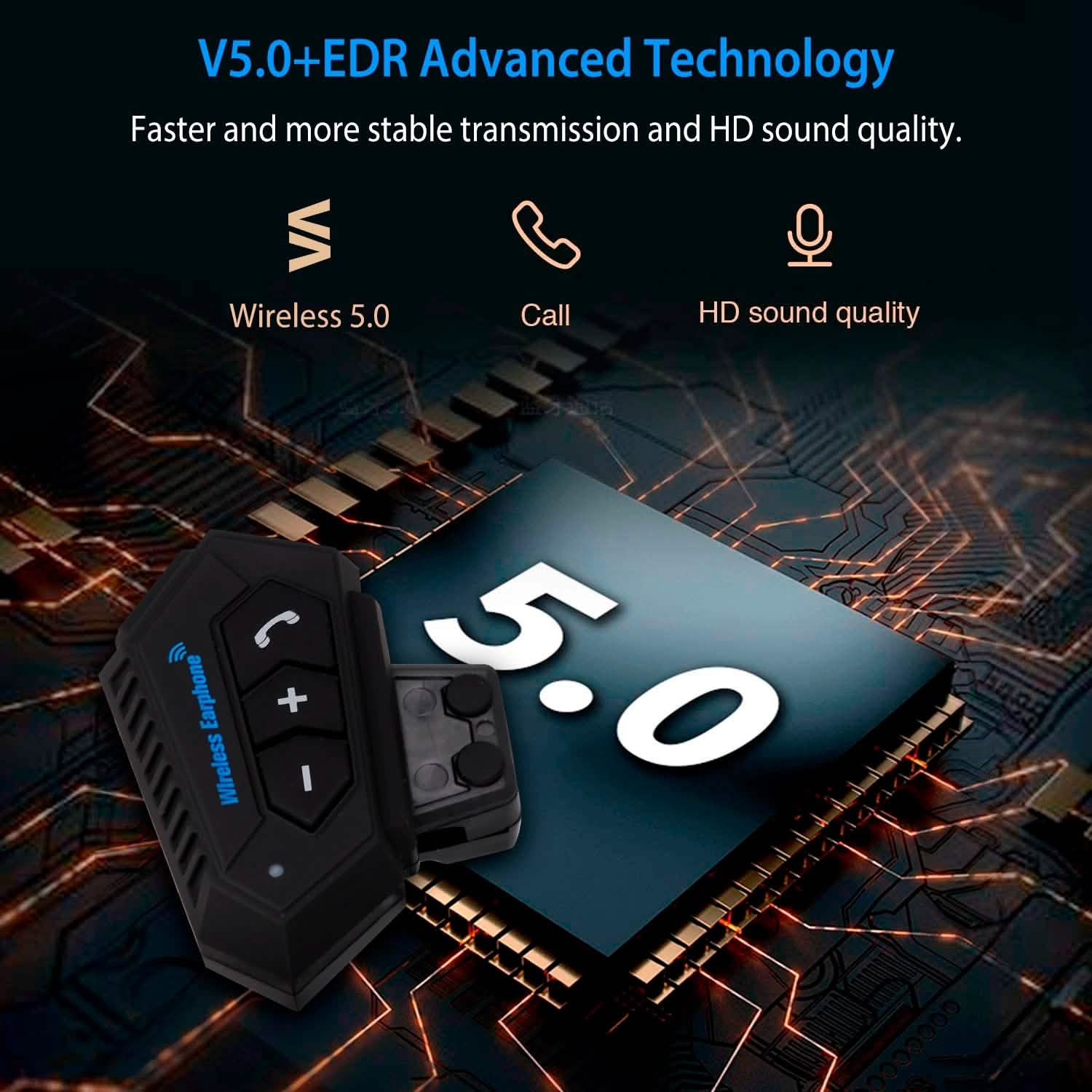 Wireless Headset Speaker Motorcycle Helmet Motorbike Headphone