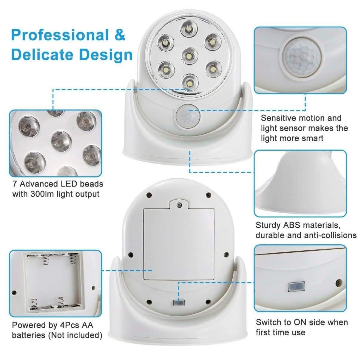 Wireless LED Spotlight 90° Motion Sensor Night Lamp