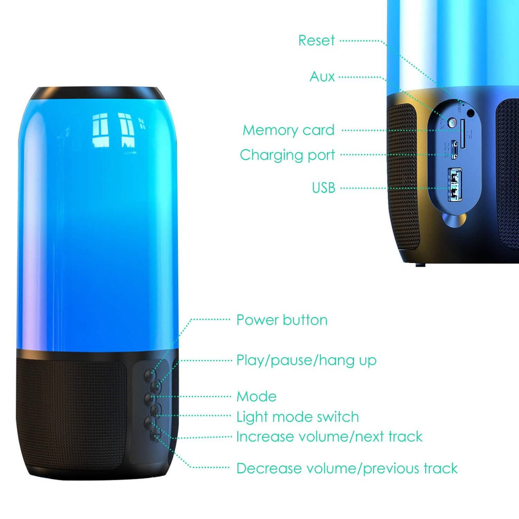 Wireless Portable Speaker with Color Changing Light