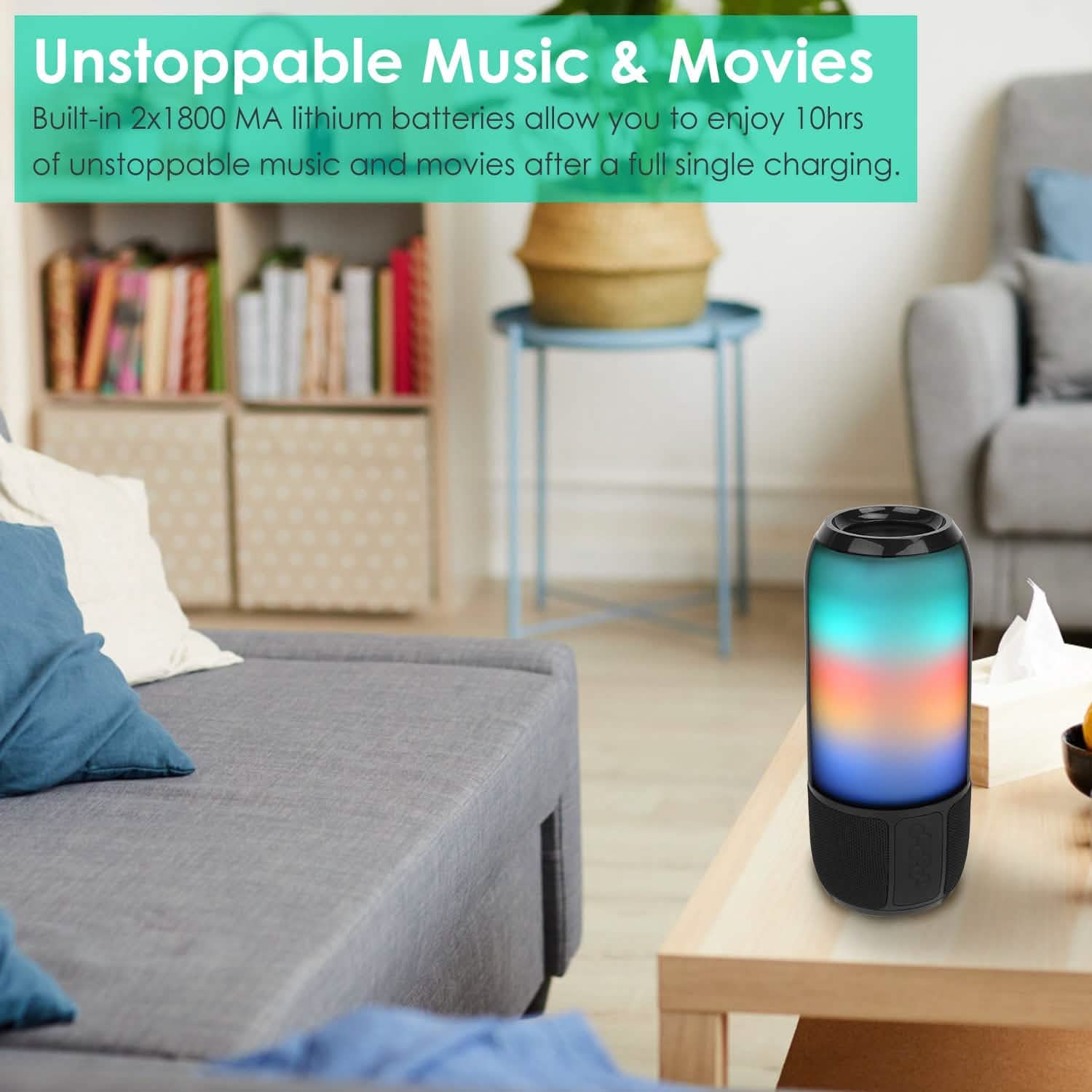 Wireless Portable Speaker with Color Changing Light