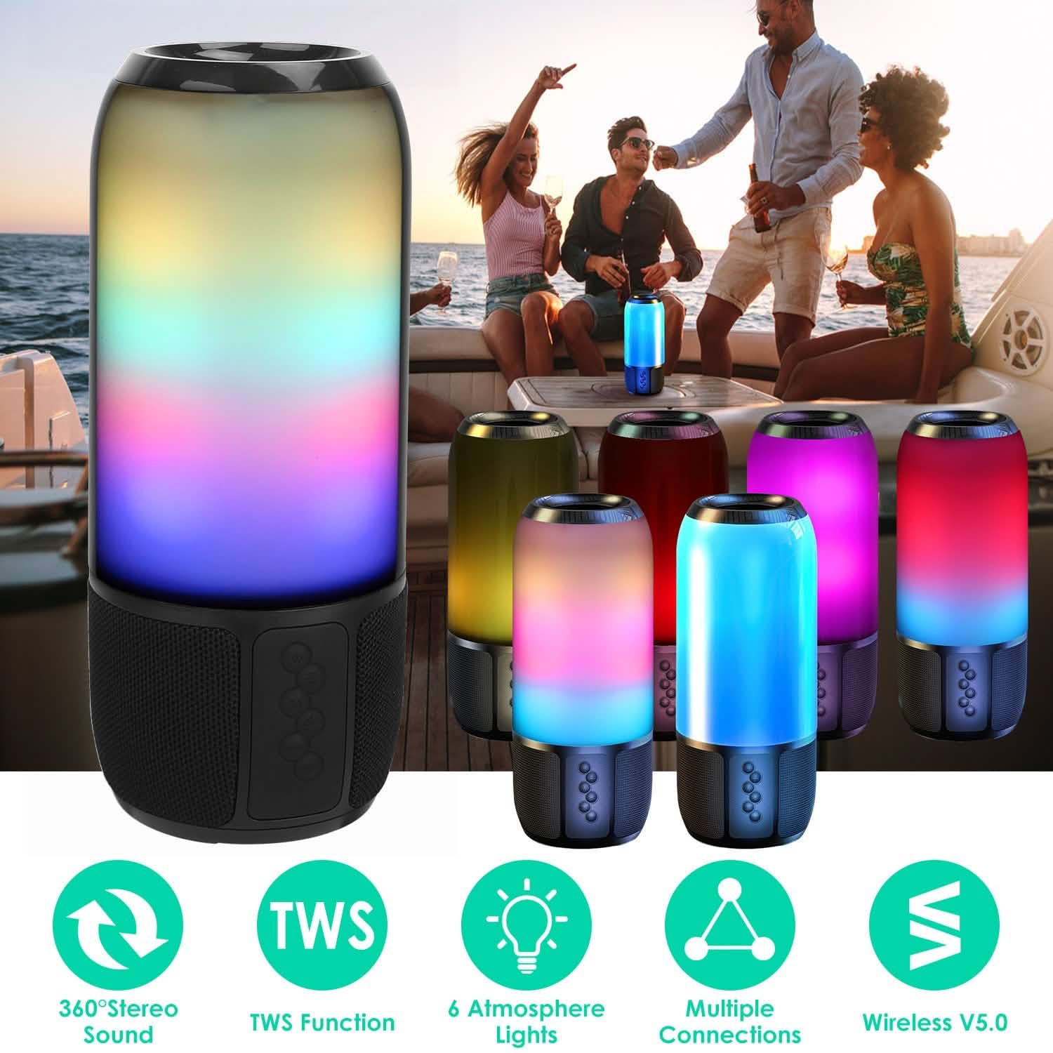 Wireless Portable Speaker with Color Changing Light
