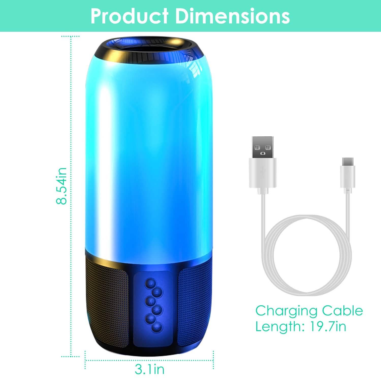 Wireless Portable Speaker with Color Changing Light