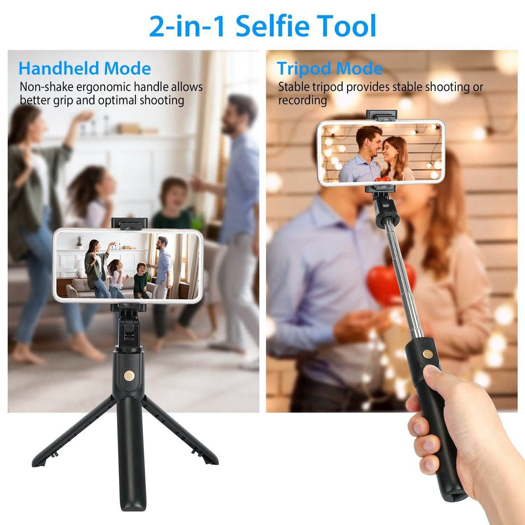 Wireless Selfie Stick Extendable Tripod with Detachable Remote Shutter for 3.5-6.2" Phone