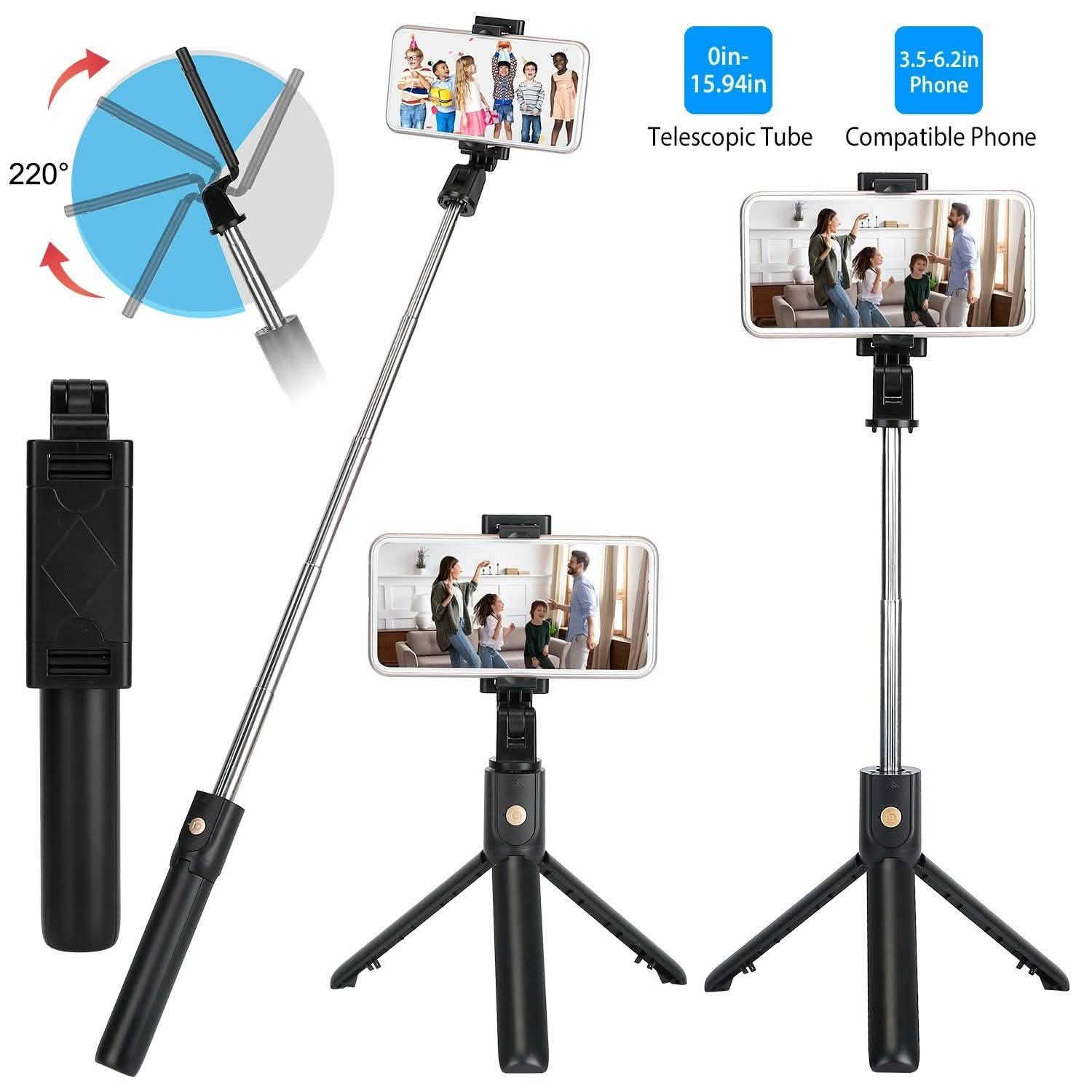 Wireless Selfie Stick Extendable Tripod with Detachable Remote Shutter for 3.5-6.2" Phone