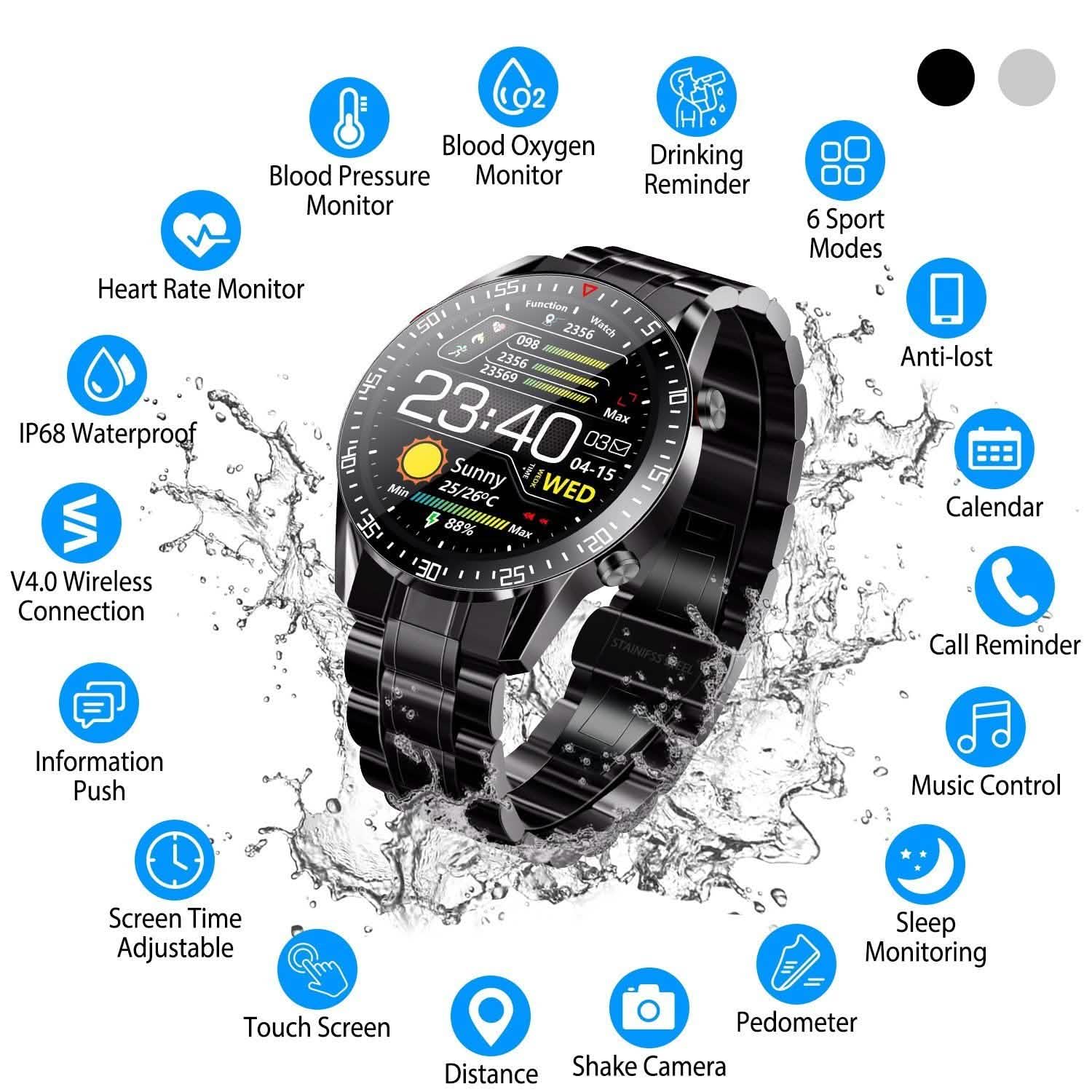 Wireless Smartwatch Fitness Tracker IP68 Waterproof Sport Bracelet