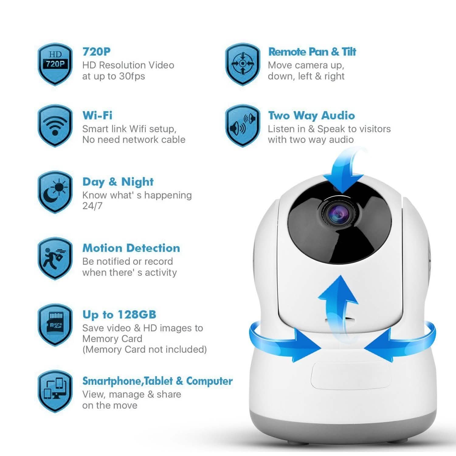 Wireless WIFI Pan Tilt HD Security Network Indoor CCTV IP Camera Night Vision