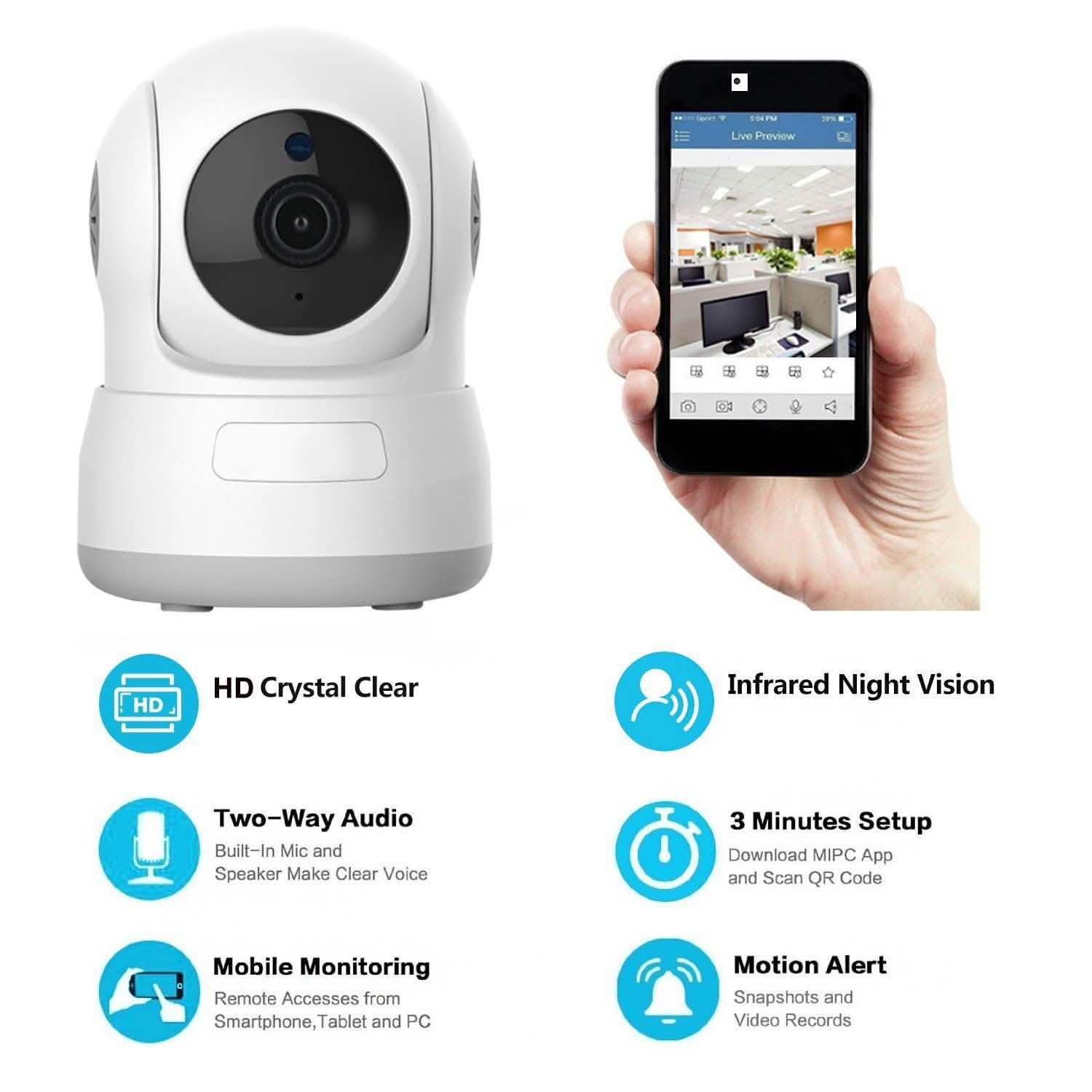 Wireless WIFI Pan Tilt HD Security Network Indoor CCTV IP Camera Night Vision