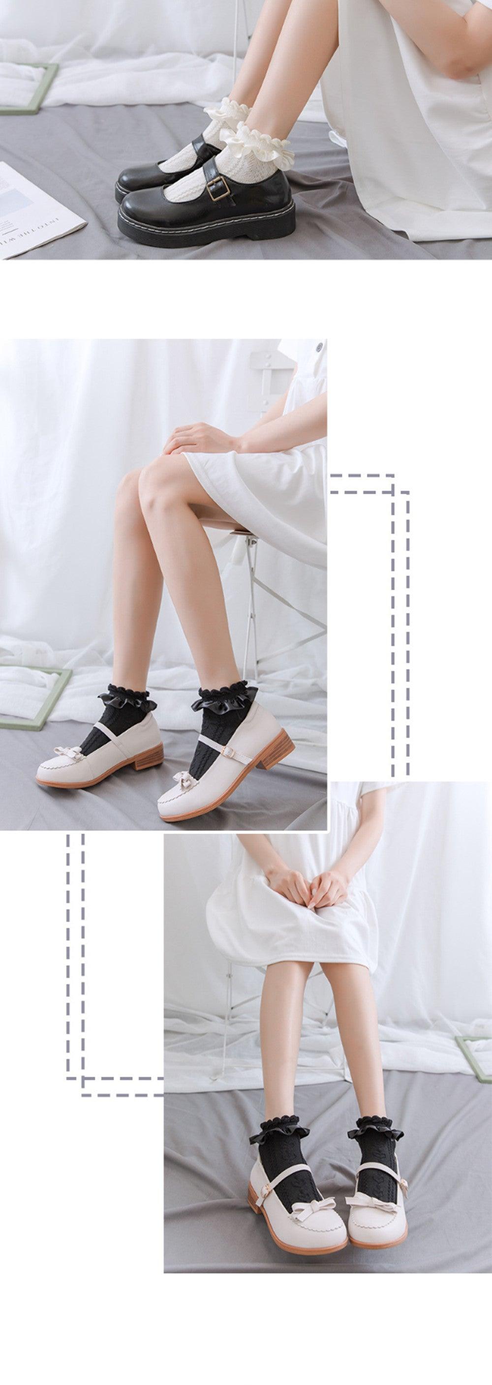 Woman Summer Ruffle Socks Short Socks Nylon Lace Socks Anime Cartoon Sweet Girls Hosiery Cosplay Costumes Accessories