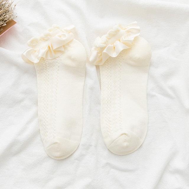 Woman Summer Ruffle Socks Short Socks Nylon Lace Socks Anime Cartoon Sweet Girls Hosiery Cosplay Costumes Accessories