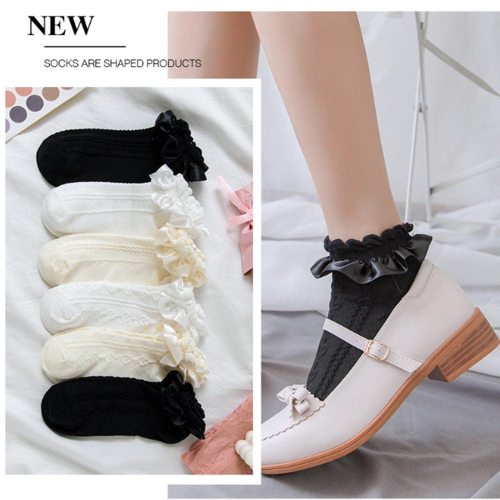 Woman Summer Ruffle Socks Short Socks Nylon Lace Socks Anime Cartoon Sweet Girls Hosiery Cosplay Costumes Accessories