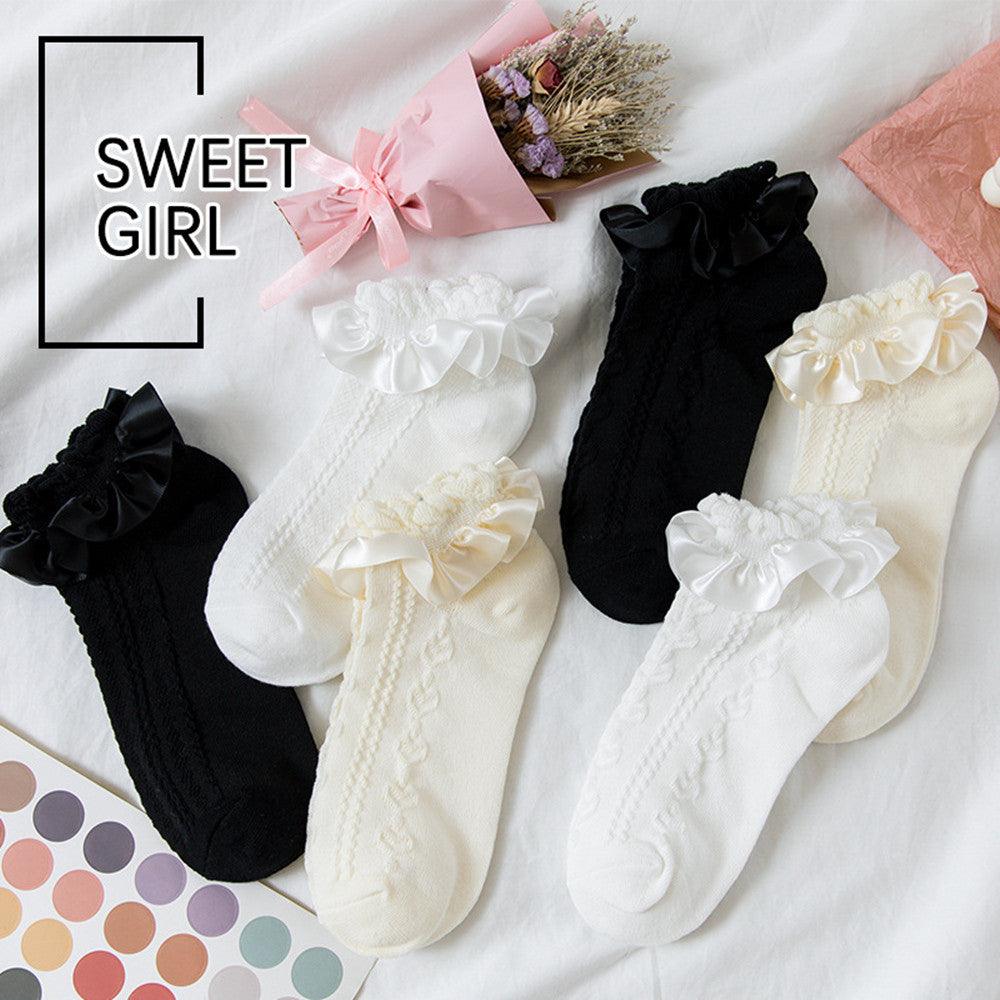 Woman Summer Ruffle Socks Short Socks Nylon Lace Socks Anime Cartoon Sweet Girls Hosiery Cosplay Costumes Accessories