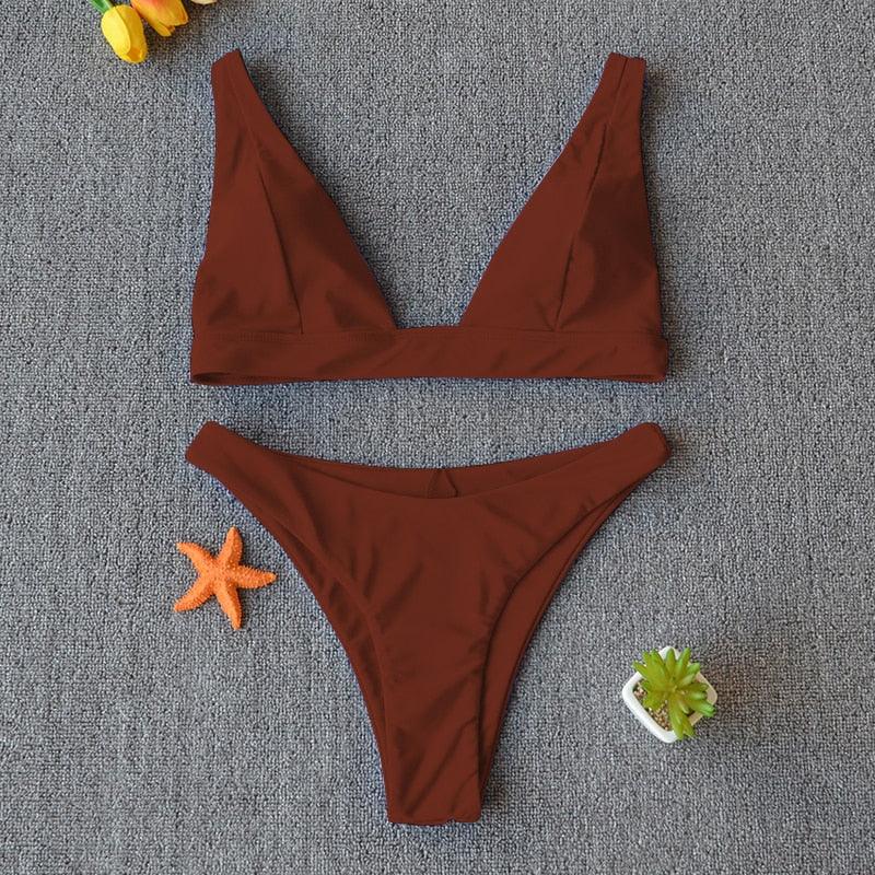 Women Charming Bikini Swimsuit Women Push Up Swimwear Two Piece Bikini Set Solid Color Bathing Suit Swim Suit Female Women Two Piece Bikini Swimsuit Halter Twist Front Bathing Suit Swimwear