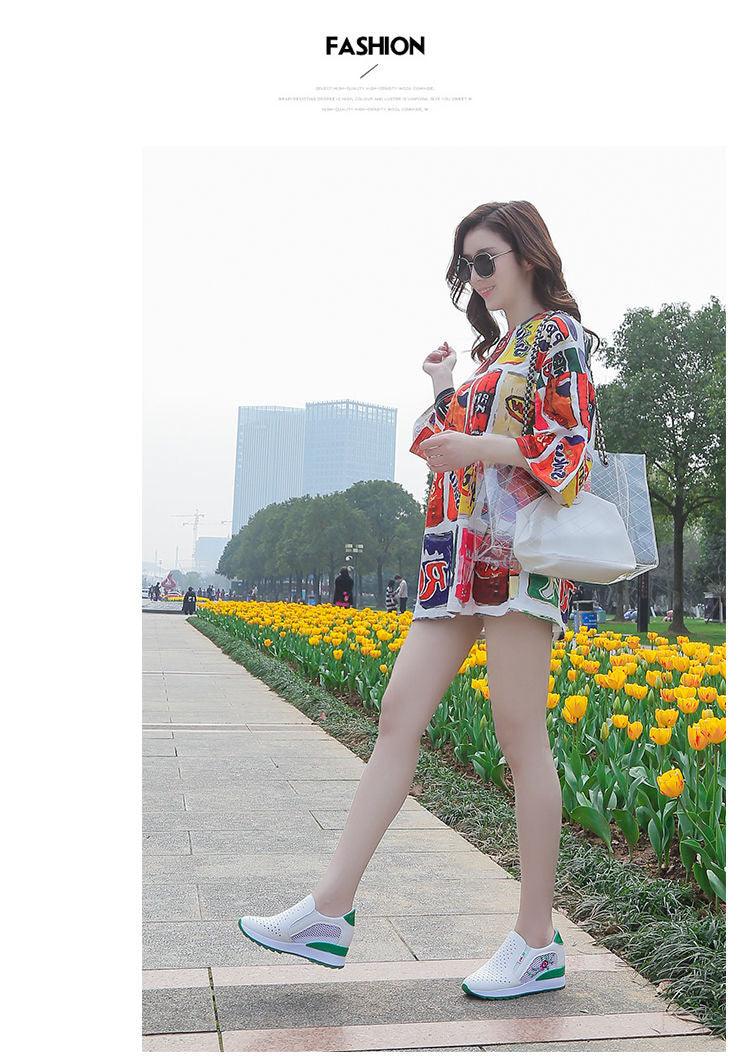 Women Comfortable Casual Shoes Summer Slip On Mixed Colors Increasing Height Sneakers Fashion High Top Hidden Heel Shoes Casual Platform Ankle Boots