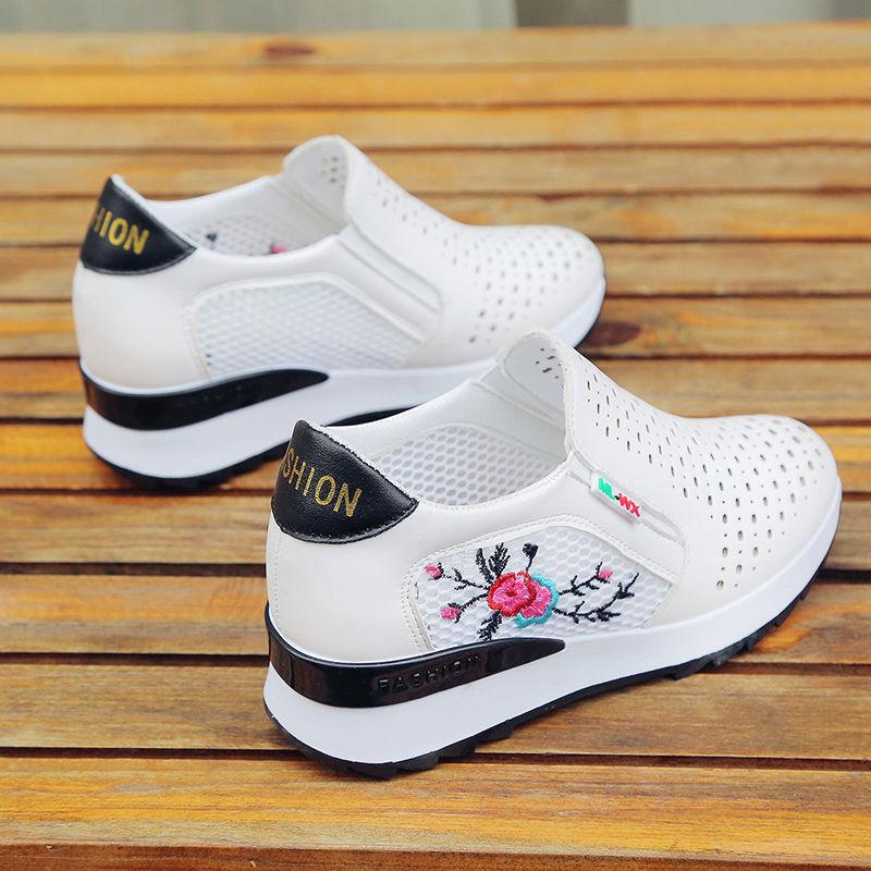 Women Comfortable Casual Shoes Summer Slip On Mixed Colors Increasing Height Sneakers Fashion High Top Hidden Heel Shoes Casual Platform Ankle Boots
