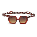 Women Elegant Design Sunglasses Stylish Fashionable Square Shape Sunglasses For Women Latest Unique Chain Style Sun Glasses For Female New Different Shades Large Frame Eyewear