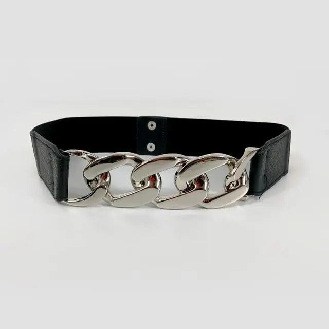 Women Elegant Elastic Stretch Wide Dress Belt  Big Chain Waistbands For Women Luxury Party Belts For Dresses