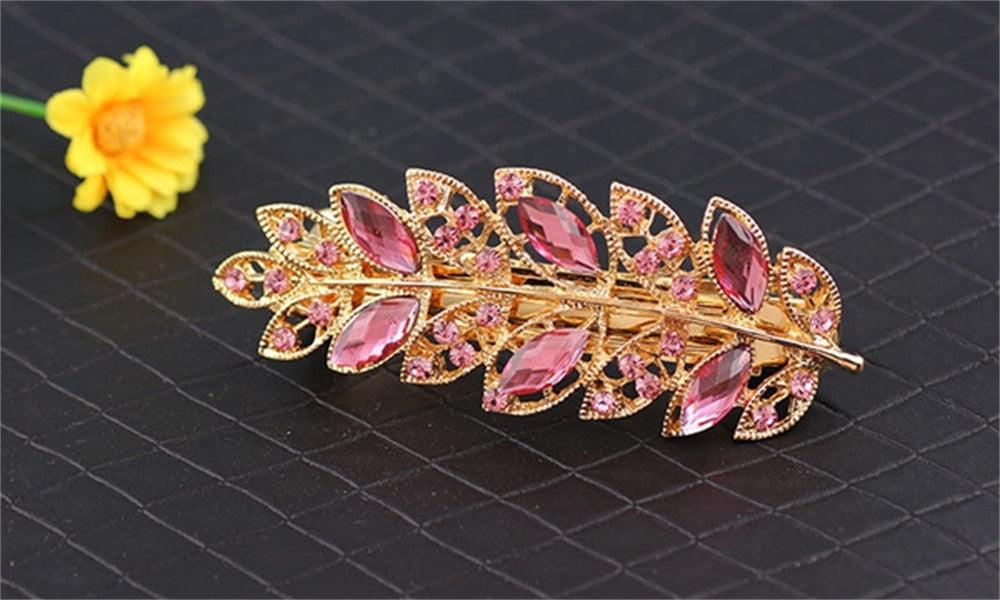 Women Fashion Rhinestone Horsetail Hairpin Spring Clip Ladies Luxury Jewelry Crystal Side Clip Gorgeous Ponytail Holder Hair Accessories For Women