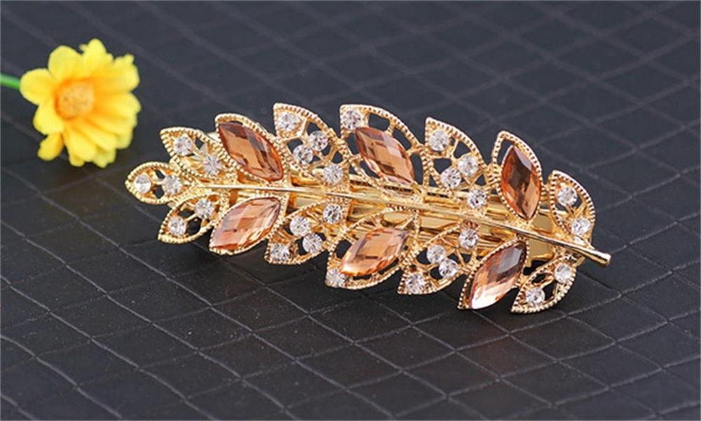 Women Fashion Rhinestone Horsetail Hairpin Spring Clip Ladies Luxury Jewelry Crystal Side Clip Gorgeous Ponytail Holder Hair Accessories For Women