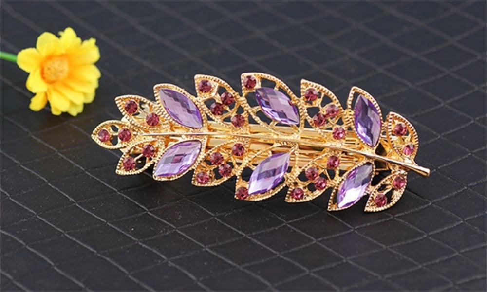 Women Fashion Rhinestone Horsetail Hairpin Spring Clip Ladies Luxury Jewelry Crystal Side Clip Gorgeous Ponytail Holder Hair Accessories For Women