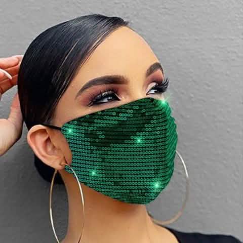 Women Fashion Sequins Breathable Washable and Reusable Mouth Mask