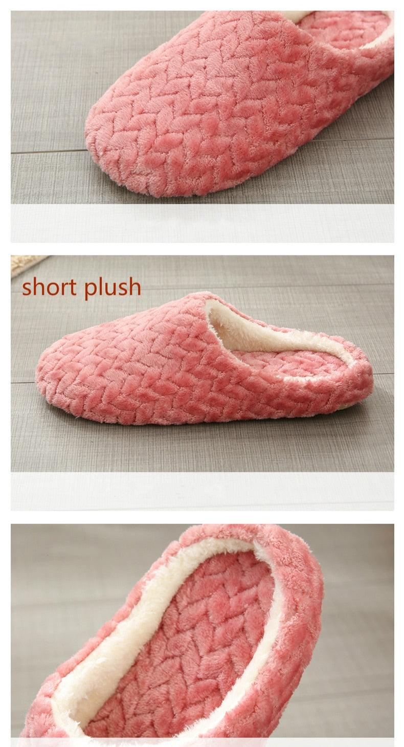 Women Indoor Slippers Warm Plush Home Slipper Autumn Winter Woman House Flat Floor Soft Slipper Silent Slides Plush Fleece Insole Fluffy Slippers For Indoor Home Bedroom