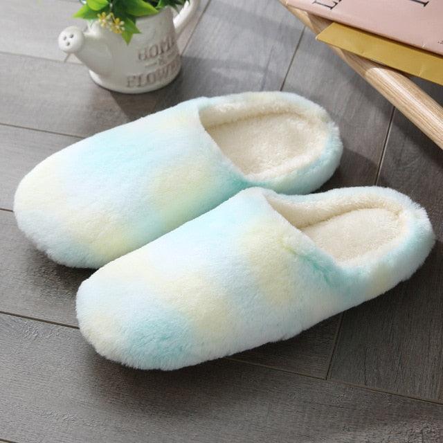 Women Indoor Slippers Warm Plush Home Slipper Autumn Winter Woman House Flat Floor Soft Slipper Silent Slides Plush Fleece Insole Fluffy Slippers For Indoor Home Bedroom